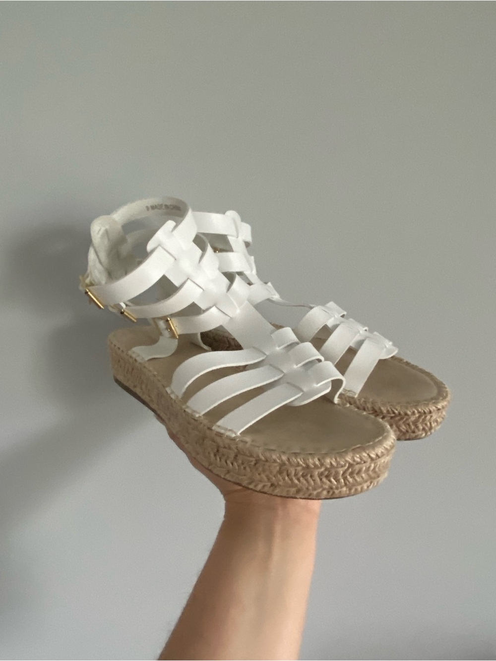 American Eagle Espadrille Gladiator Sandals Wedge White Tan New Withiut Tags